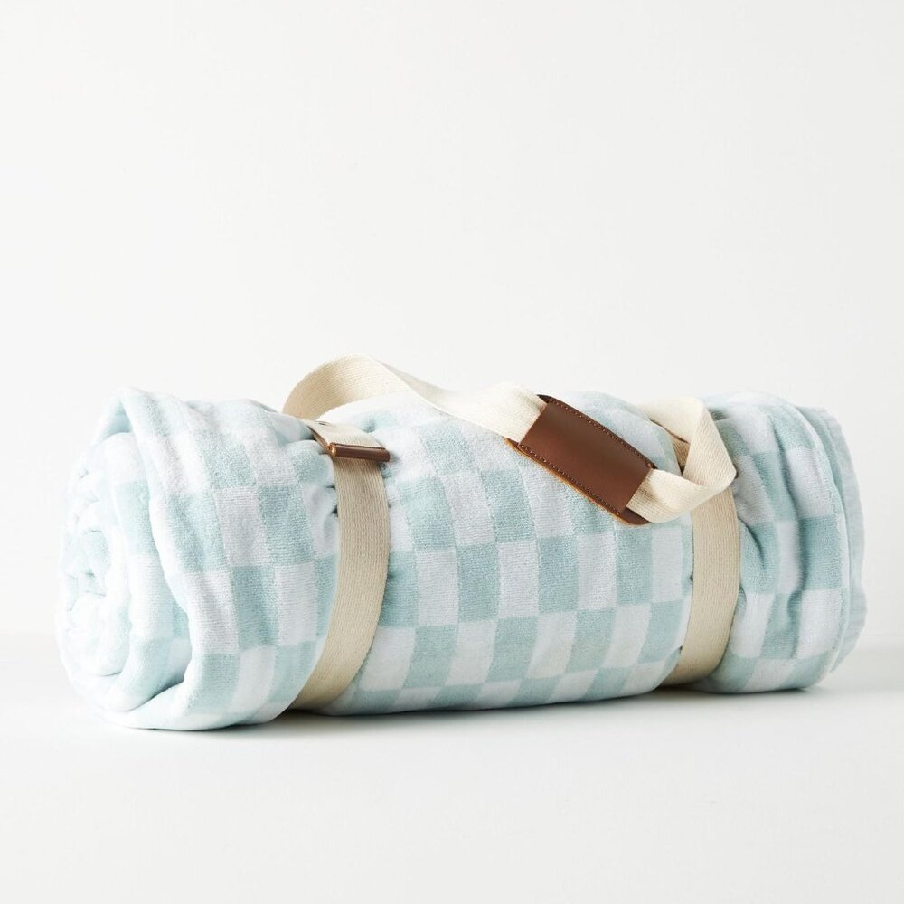Business & Pleasure Beach Blanket Vintage Blue Check